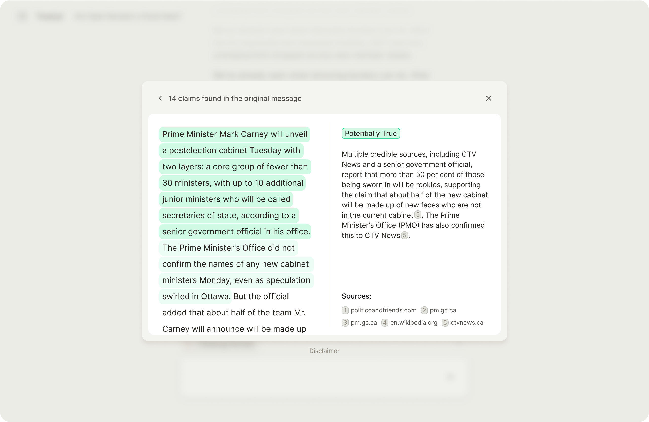 Claim checker interface