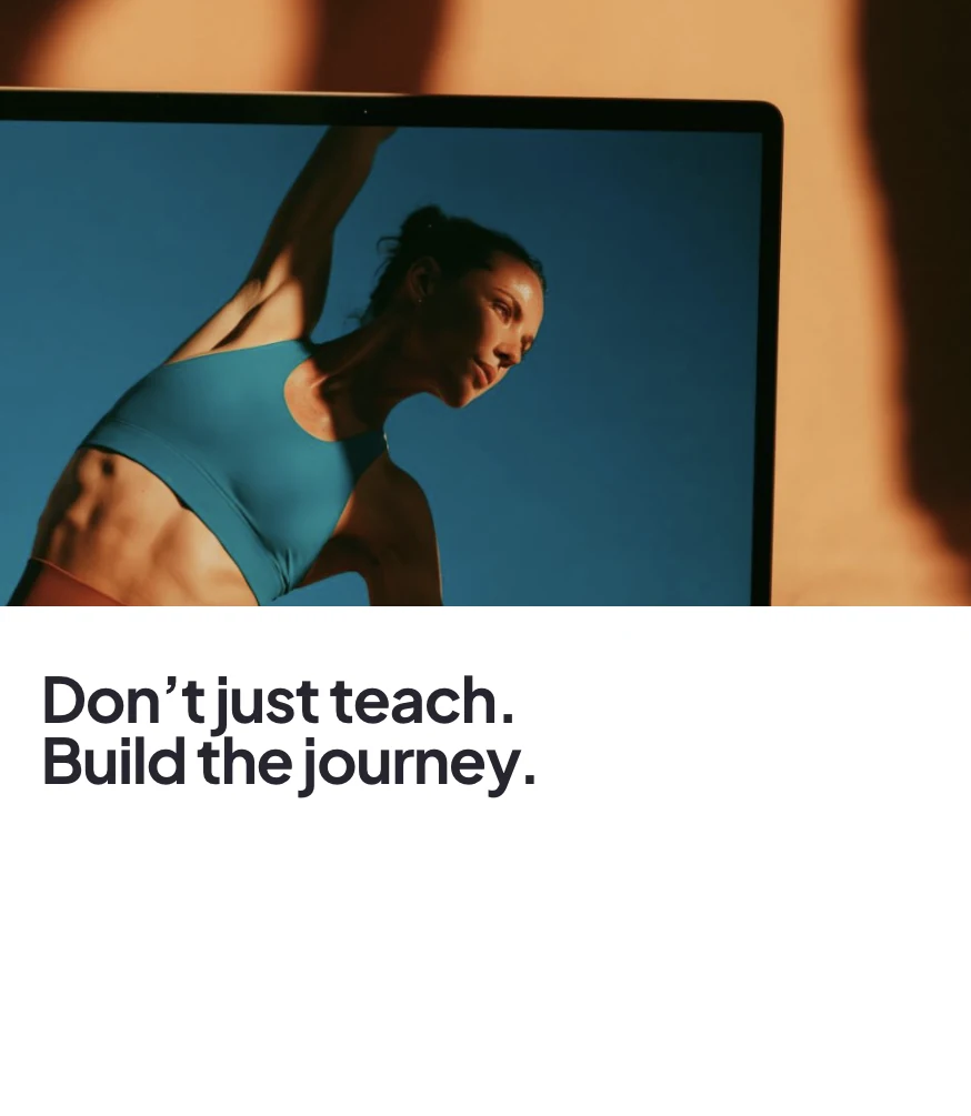 Social comp: "Don't just teach. Build the journey." with the image on a shelf above the copy
