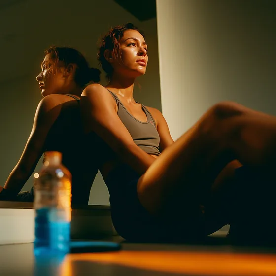 Cover: two people resting on a studio floor in warm light
