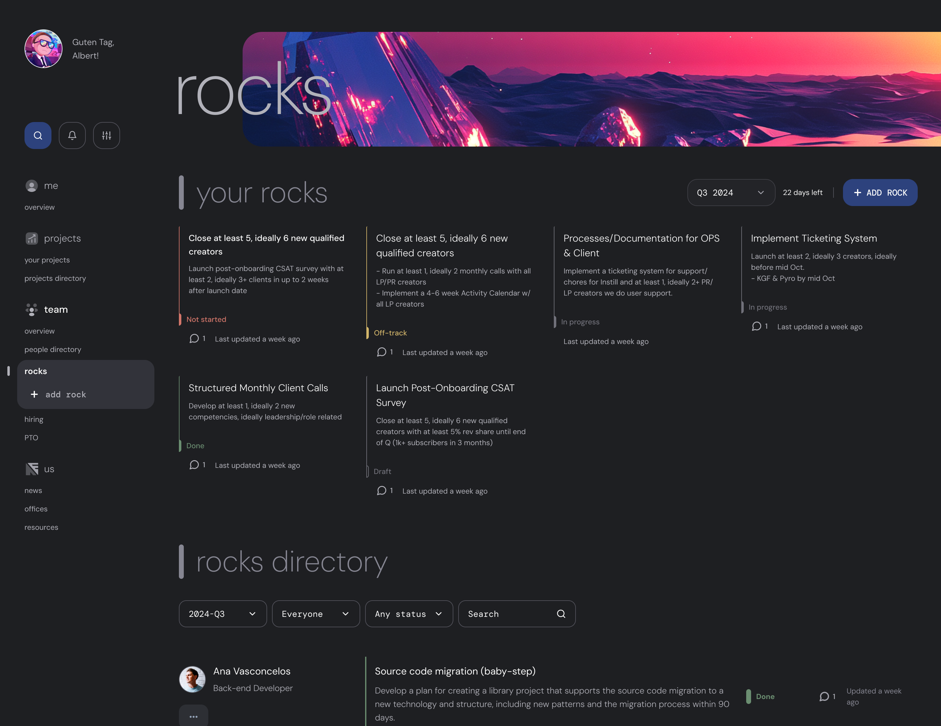 Rituals system: rocks