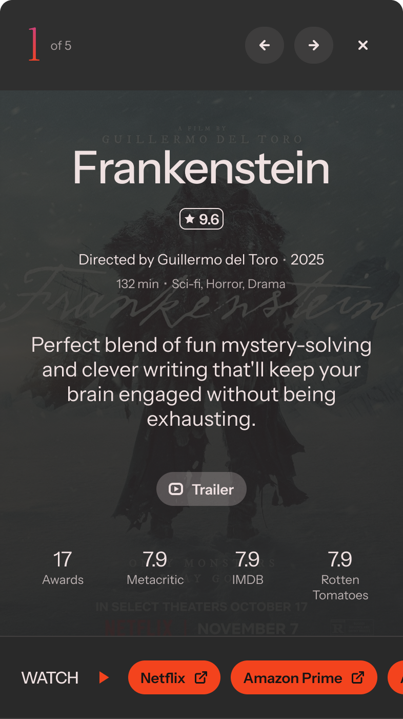 Film drawer interface