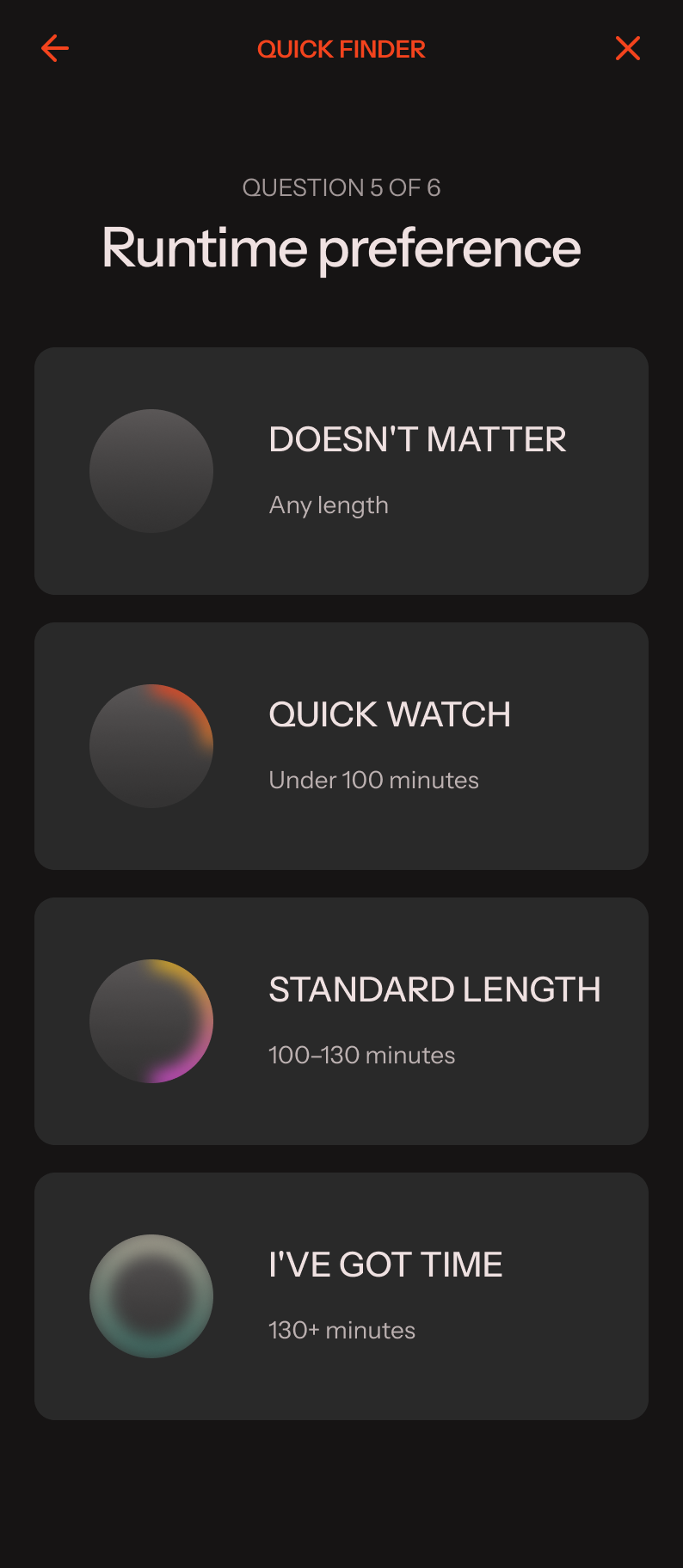 Runtime preferences mobile interface