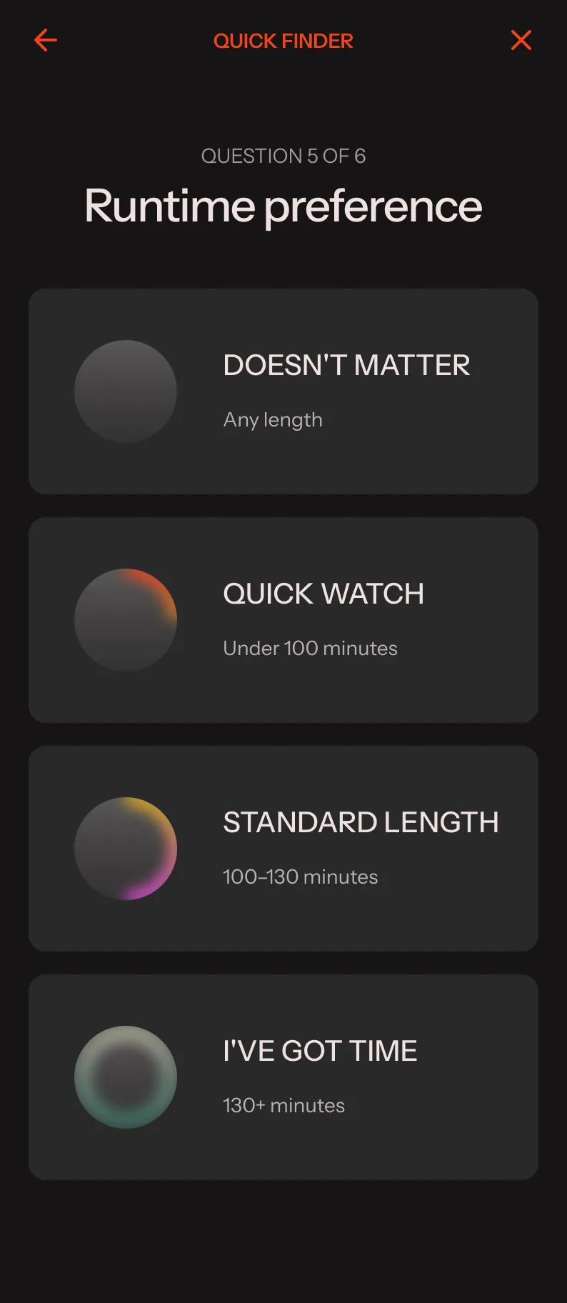 Runtime preferences mobile interface